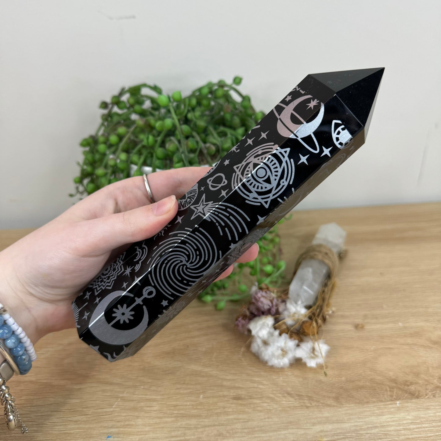 Silver Print Black Obsidian Tower (G456) (I452)