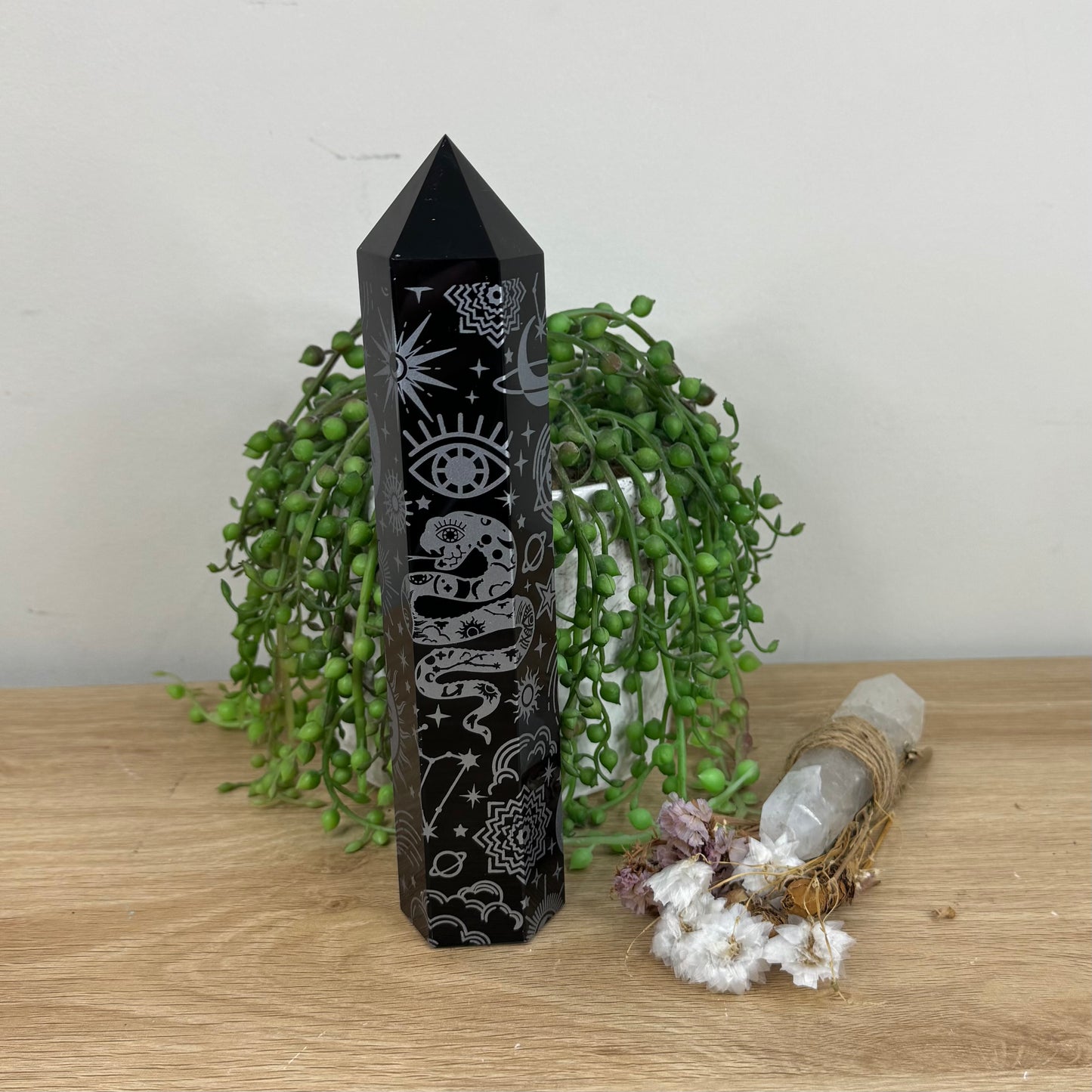 Silver Print Black Obsidian Tower (G458) (I454) (G457)