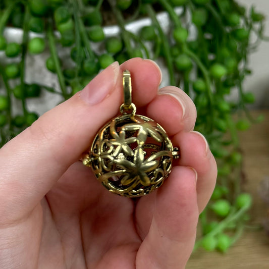 Antique Gold Palm Tree Cage Necklace