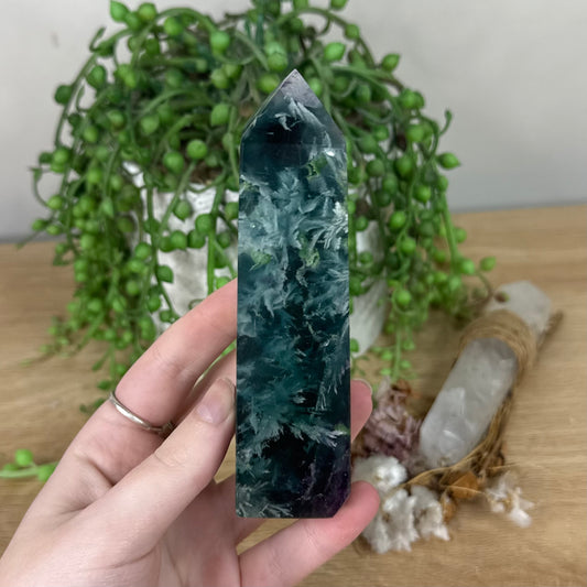 Rainbow Feather Fluorite Tower (S507)