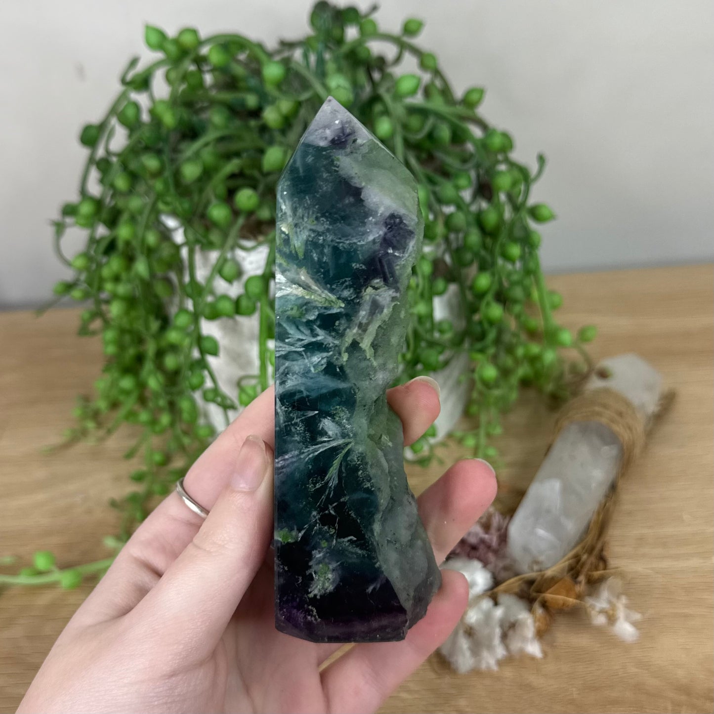 Rainbow Feather Fluorite Tower (S507)