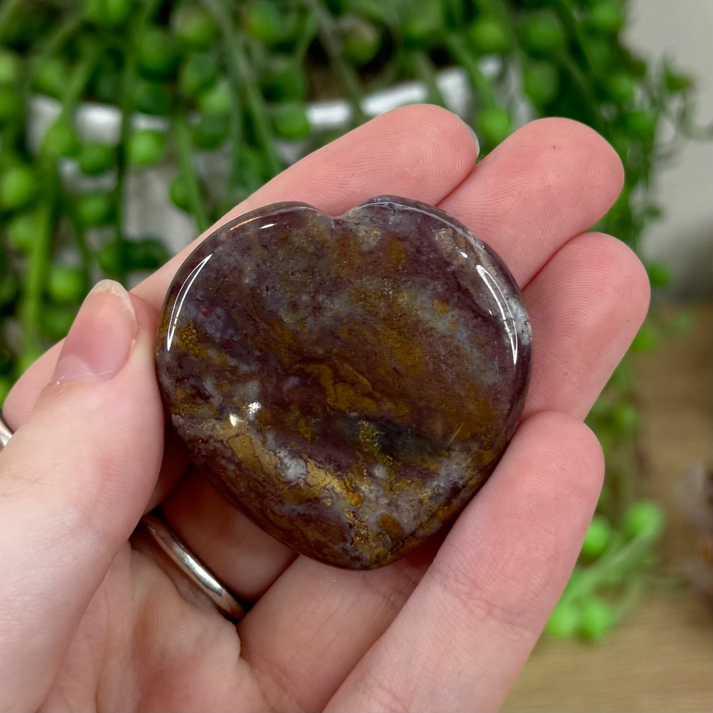 Purple Ocean Jasper Heart Lucky Stone