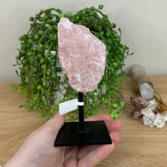 Rose Quartz Raw On Stand (K737)