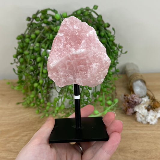 Rose Quartz Raw On Stand (K735)