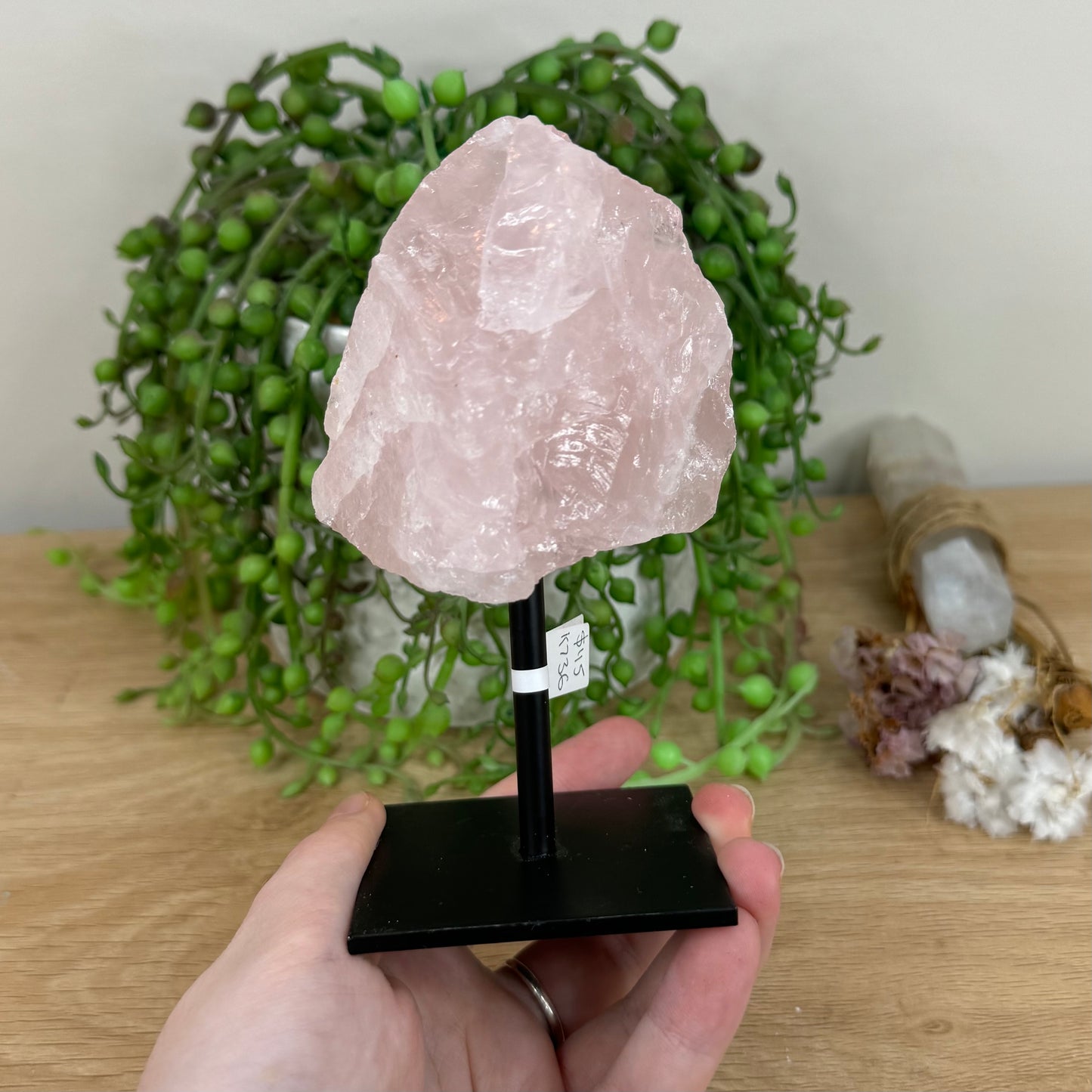 Rose Quartz Raw On Stand (K736)