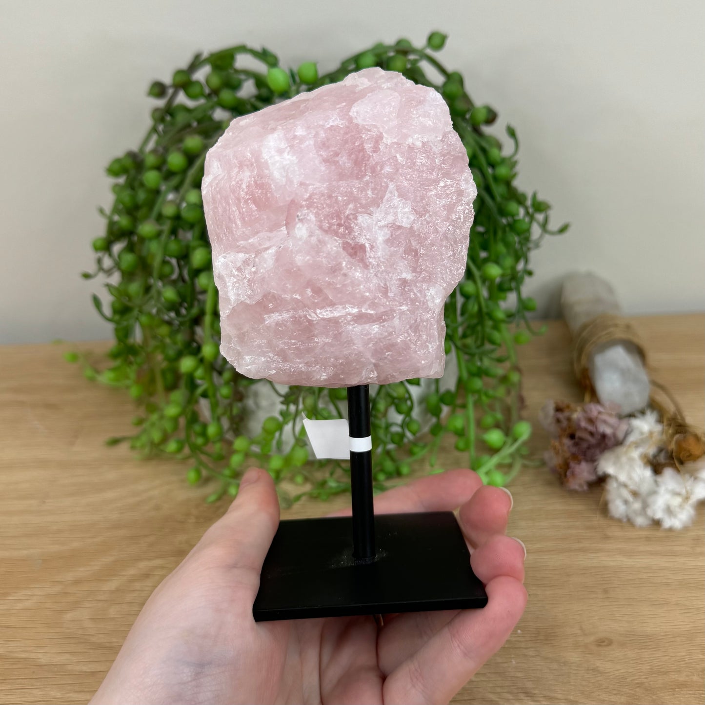 Rose Quartz Raw On Stand (K738)