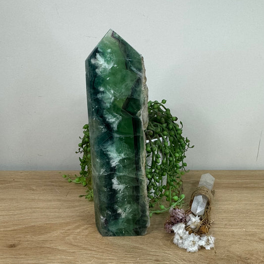 Rainbow Feather Fluorite Tower (I455)