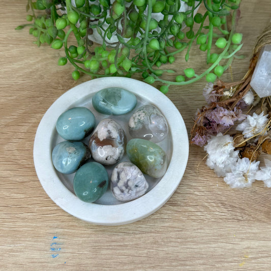 Green Flower Agate Tumbles