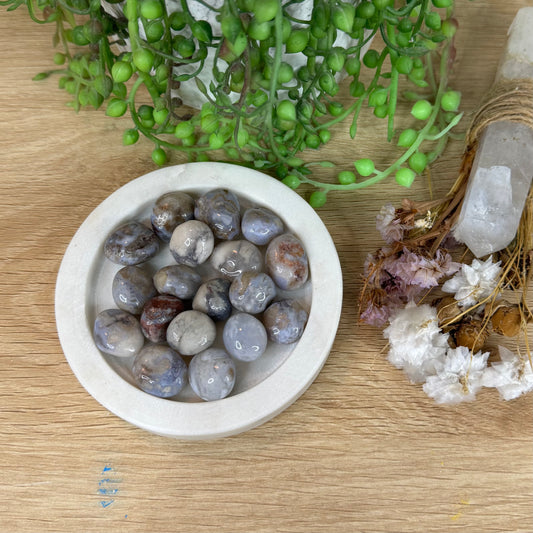 Blue Flower Agate Tumbles