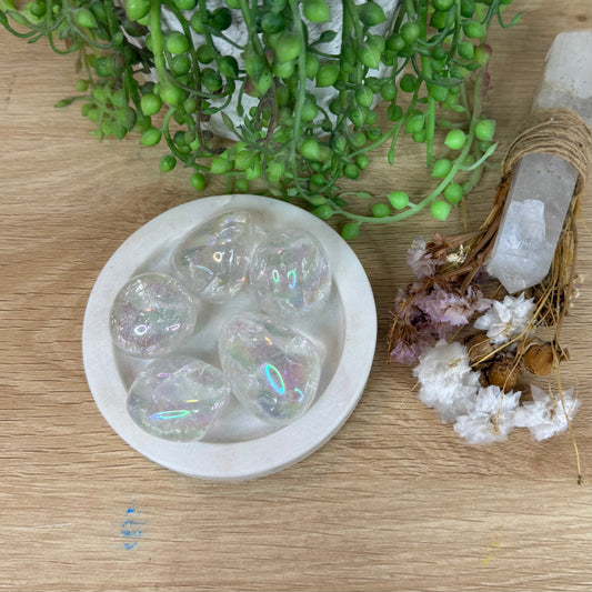 Aura Clear Quartz Tumbles