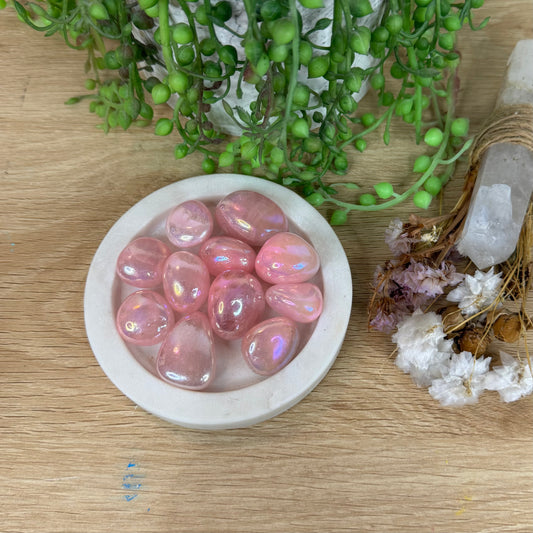 Aura Rose Quartz Tumbles