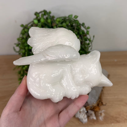 White Jade Angel Cat (S646)