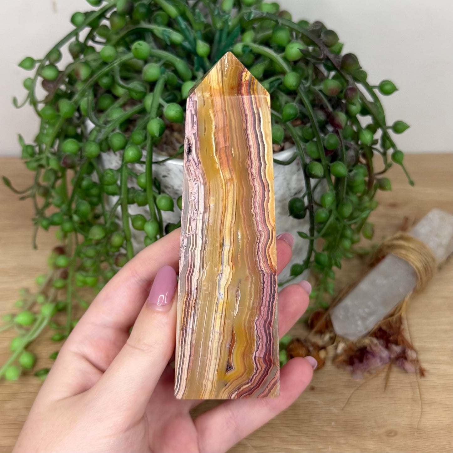 Pink Crazy Lace Agate Tower (Y801)