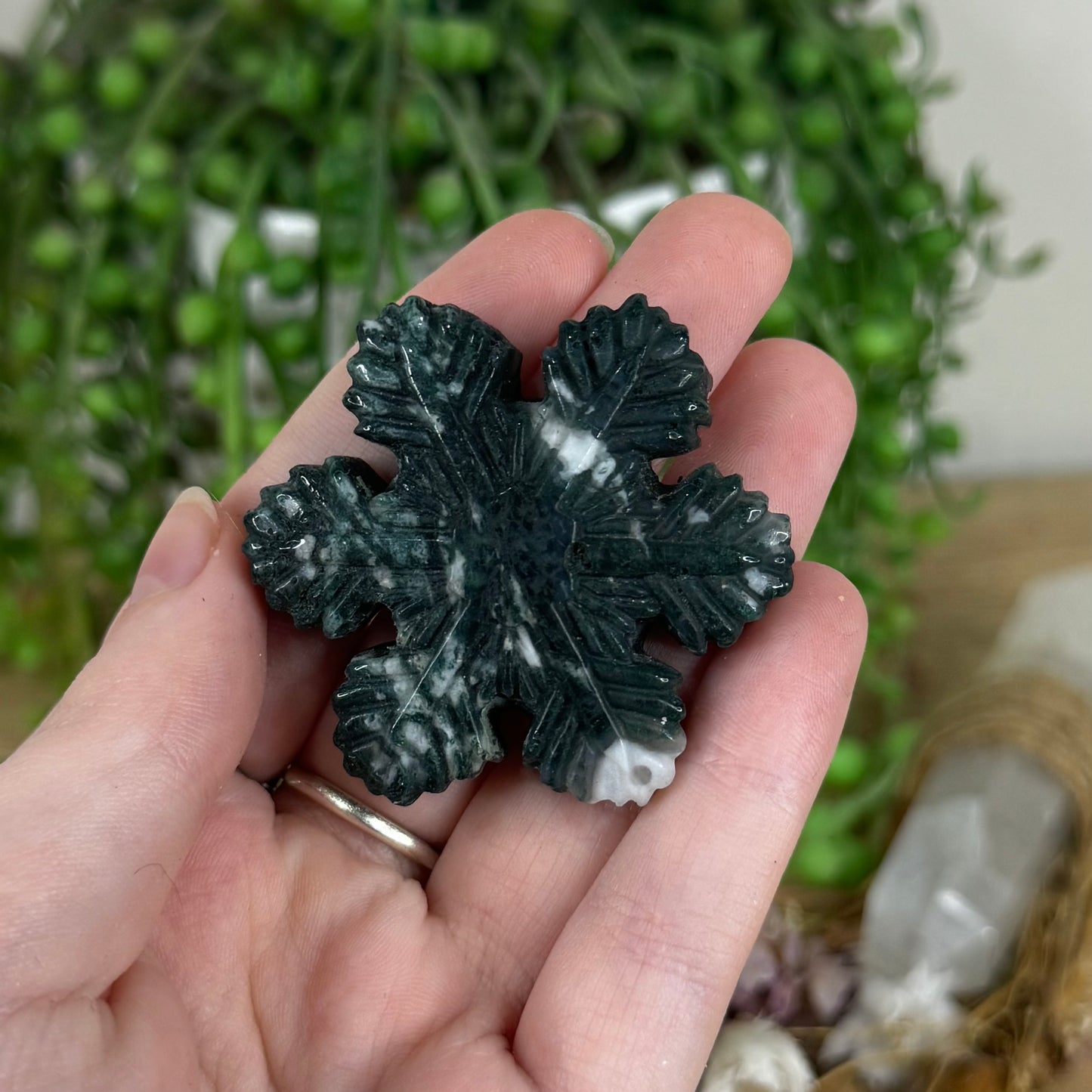 Moss Agate Snowflake (O335)