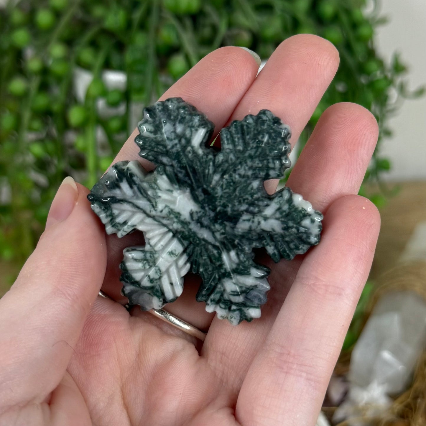 Moss Agate Snowflake (O337)