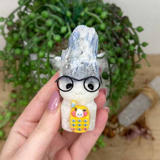 Blue Kyanite Glasses Pet Rock (Y878)