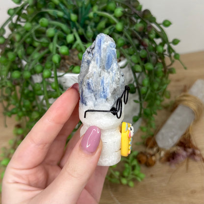 Blue Kyanite Glasses Pet Rock (Y878)