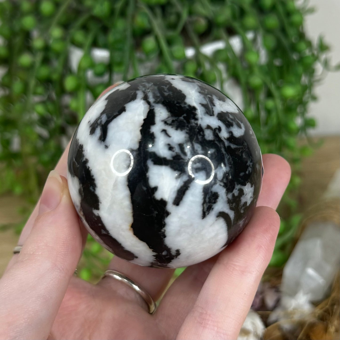 Black Zebra Jasper Sphere (O157)