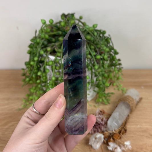 Rainbow Fluorite Point (S677)