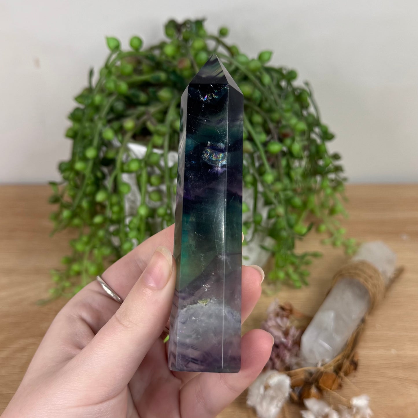 Rainbow Fluorite Point (S677)