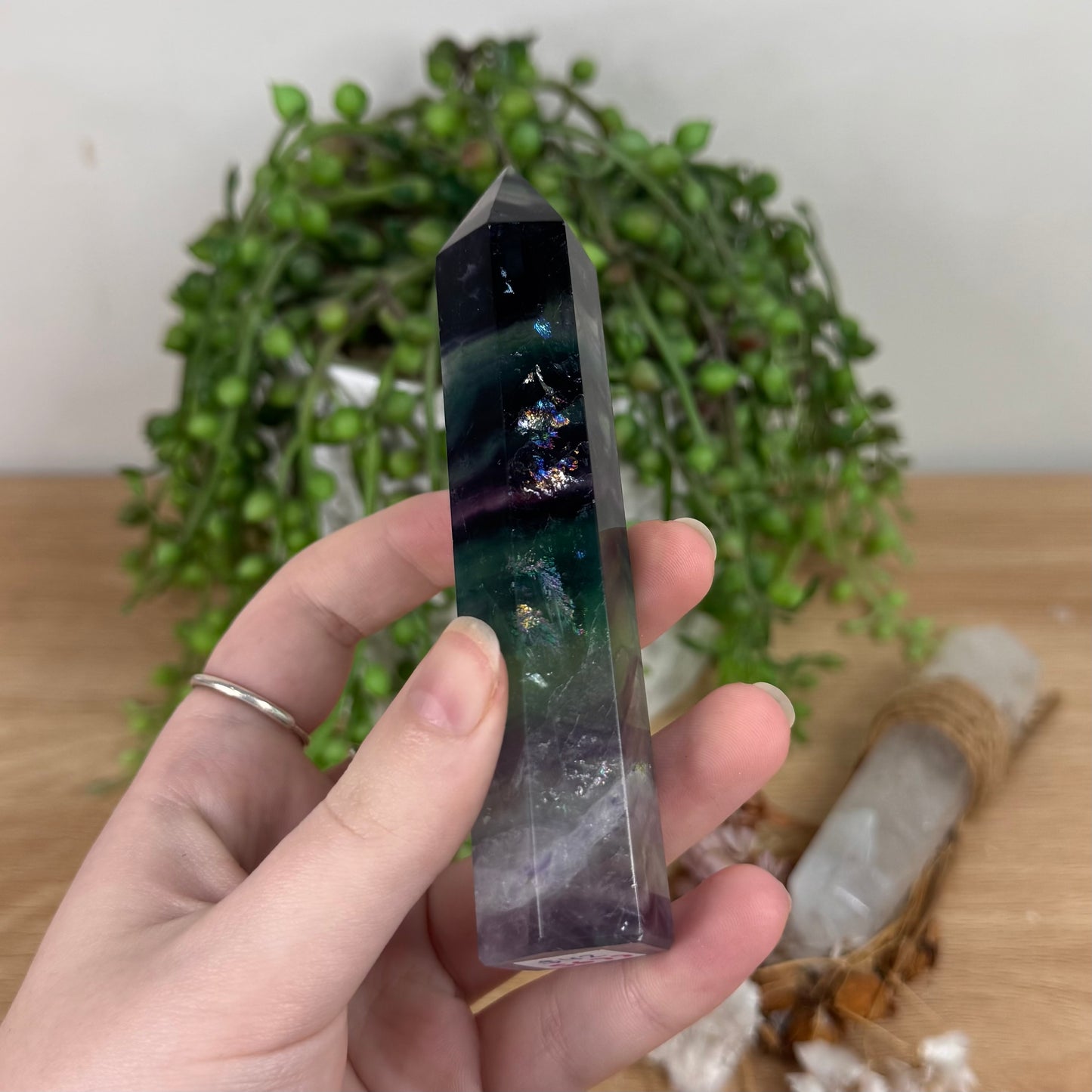 Rainbow Fluorite Point (S677)