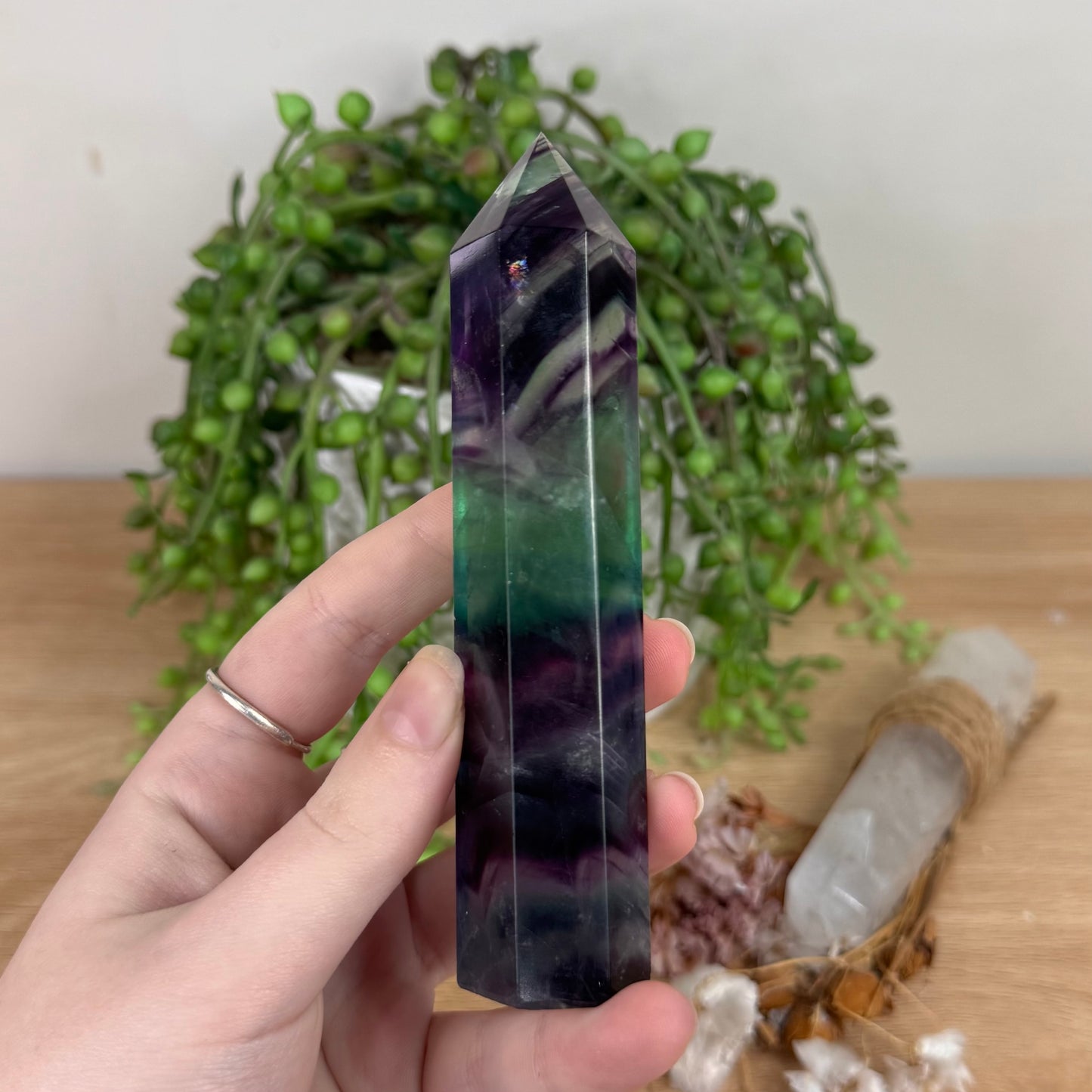 Rainbow Fluorite Point (S678)