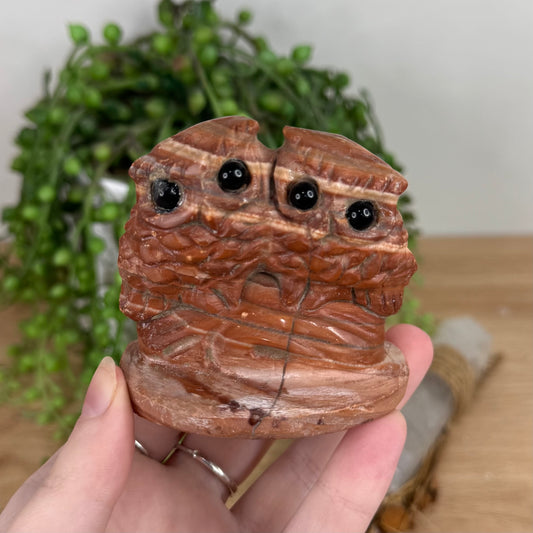 Red Jasper Twin Owls (S664)