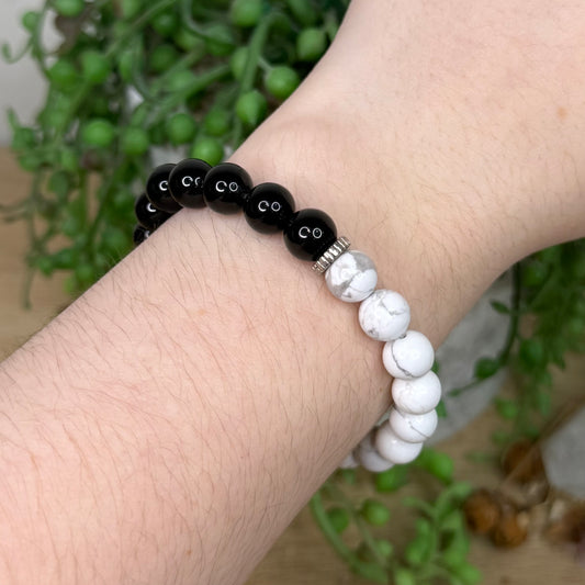 Howlite / Black Obsidian Bracelet (Y321) (Y319) (Y320)