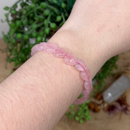 Rose Quartz Heart Bracelet (Y396) (Y399) (Y397) (Y395)
