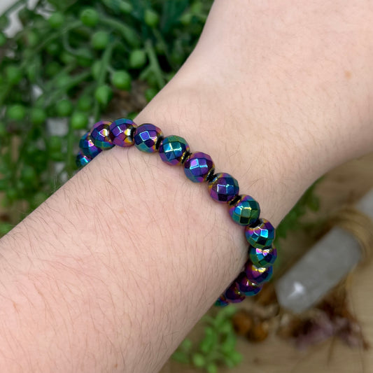 Aura Hematite Faceted Bracelet (Y414) (Y413) (Y411) (Y412)