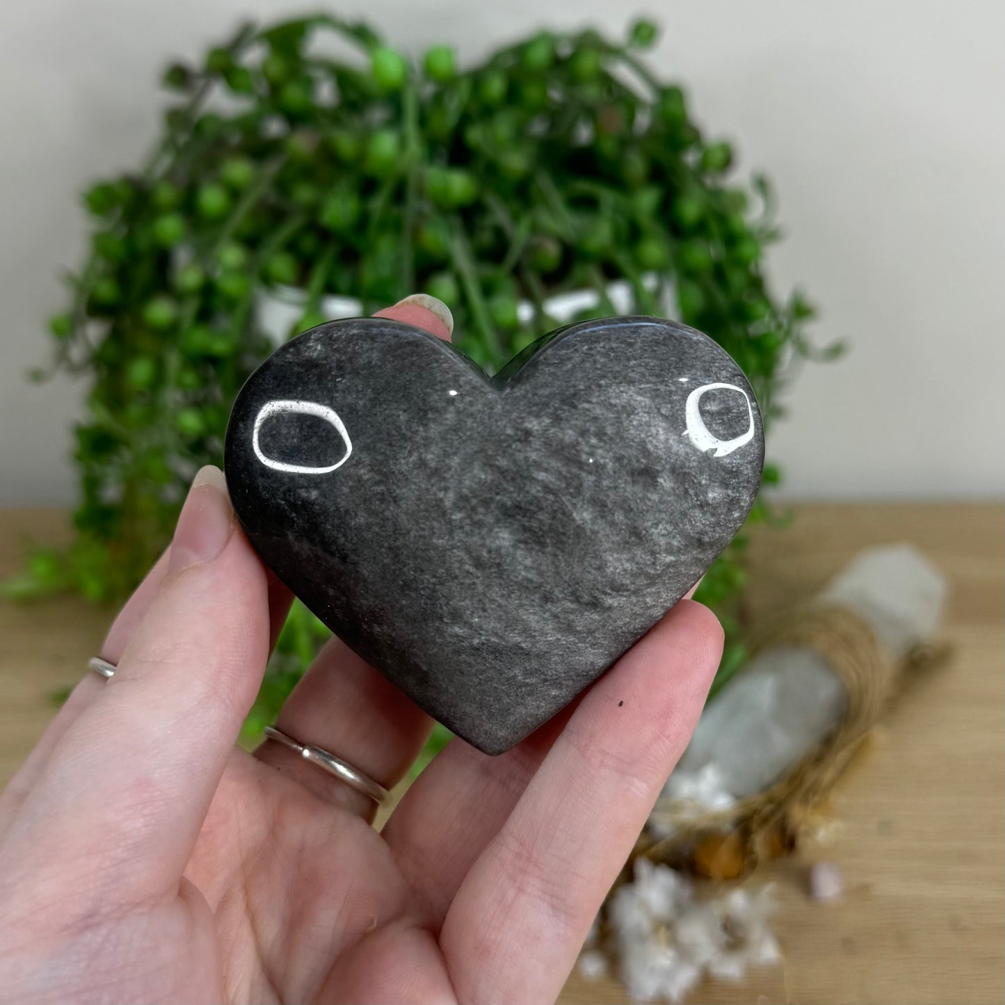 Silver Sheen Obsidian Heart (O388)