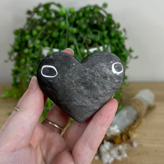 Silver Sheen Obsidian Heart (O388)