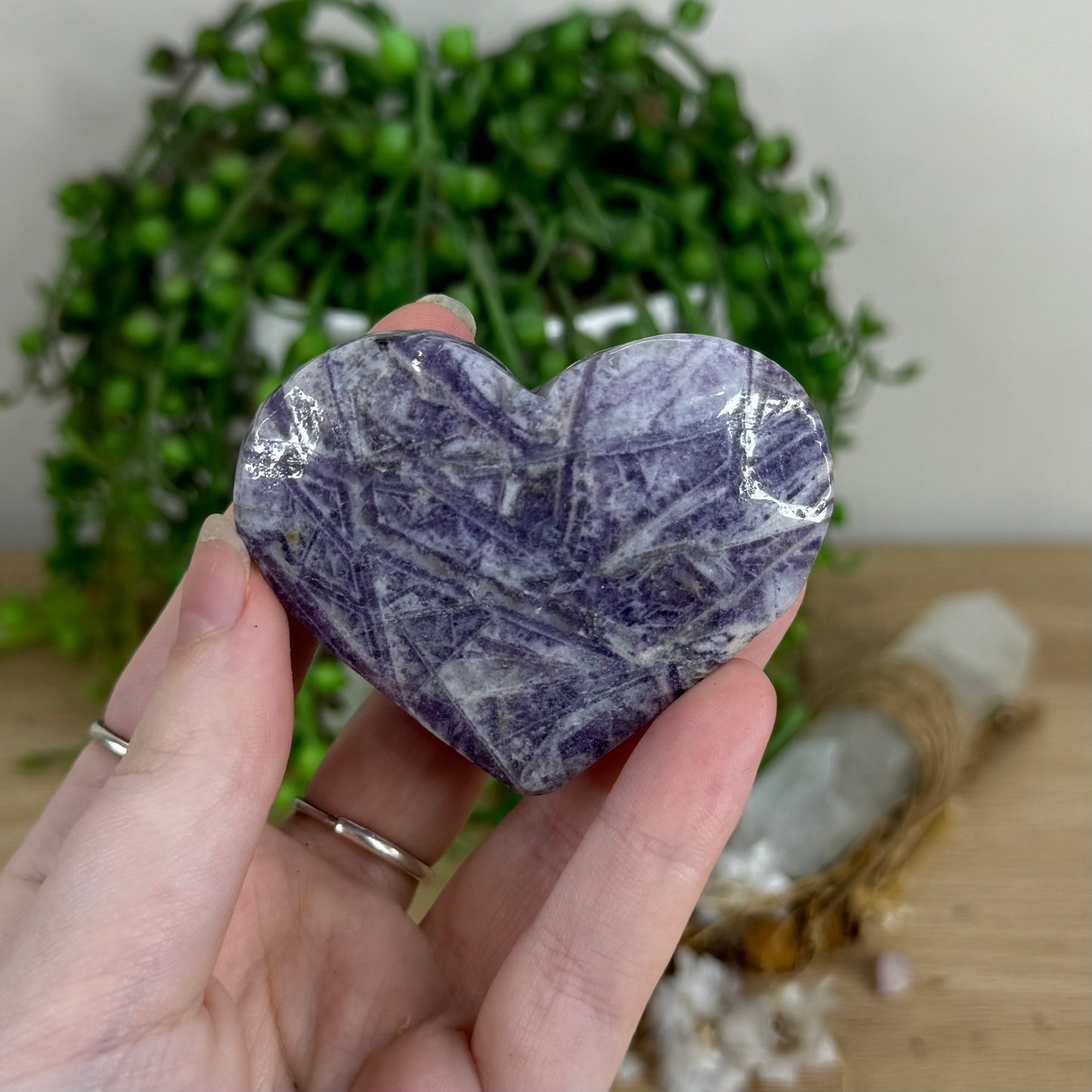 Lavender Jasper Heart (O391)