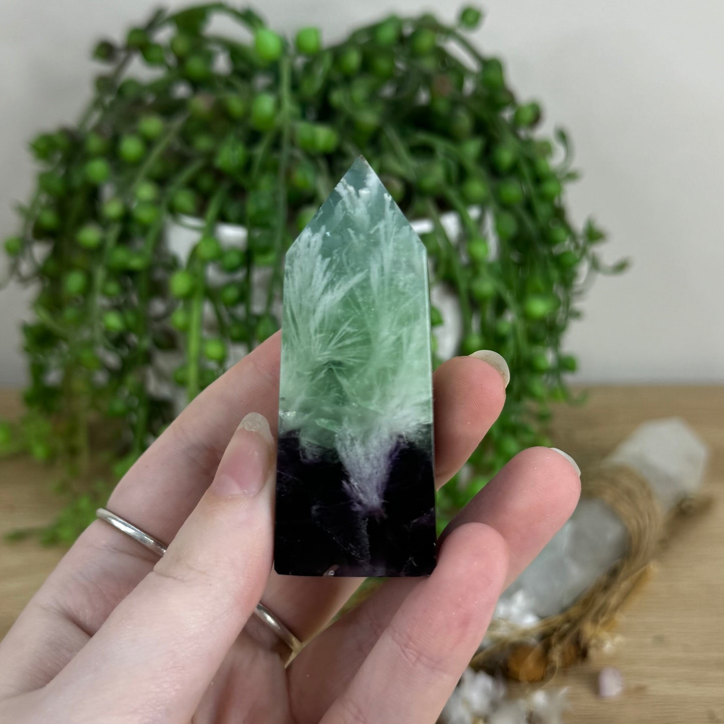 Rainbow Feather Fluorite Point (O383)