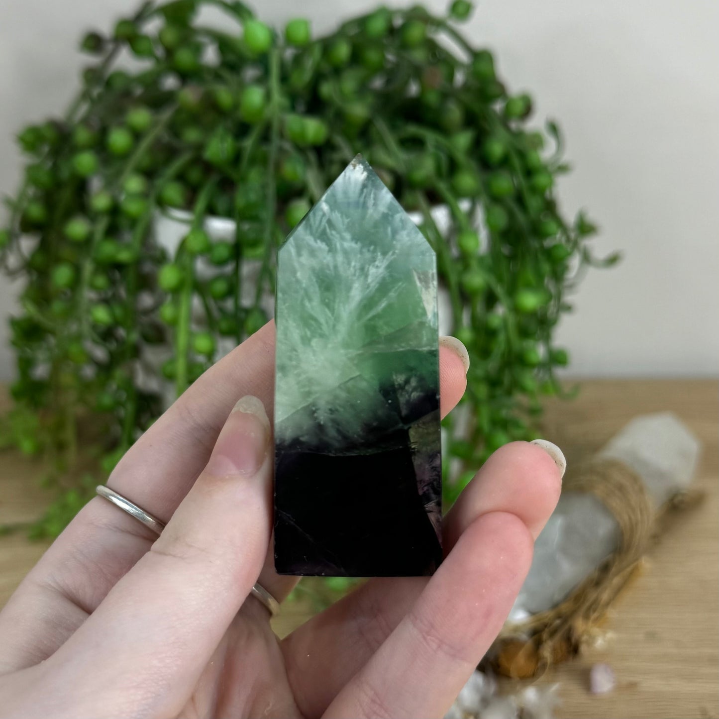 Rainbow Feather Fluorite Point (O383)