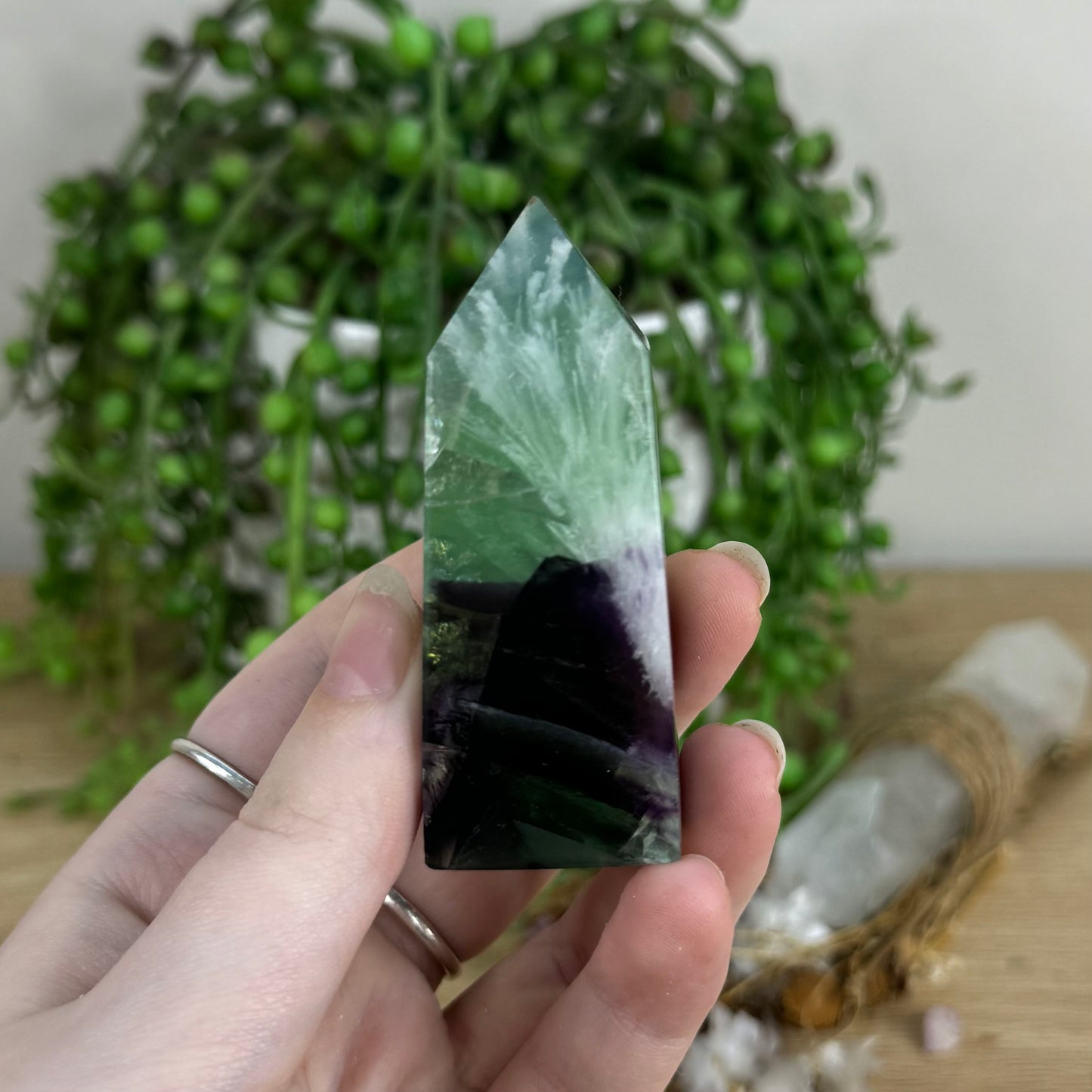 Rainbow Feather Fluorite Point (O383)