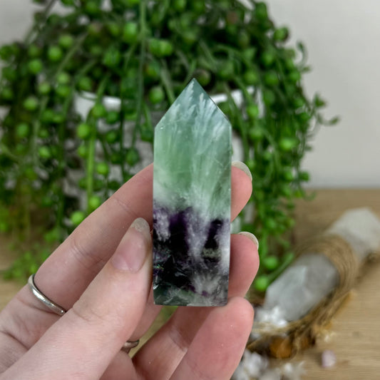 Rainbow Feather Fluorite Point (O382)