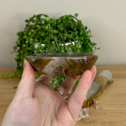 Moss Agate Cat Bowl (O485)