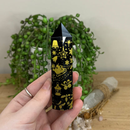 Gold Christmas Black Obsidian Point (O446) (O447)