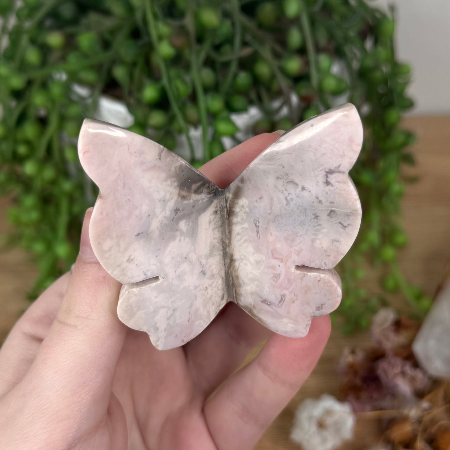 Pink Plume Agate Butterfly (S869)