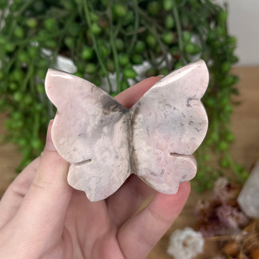 Pink Plume Agate Butterfly (S869)