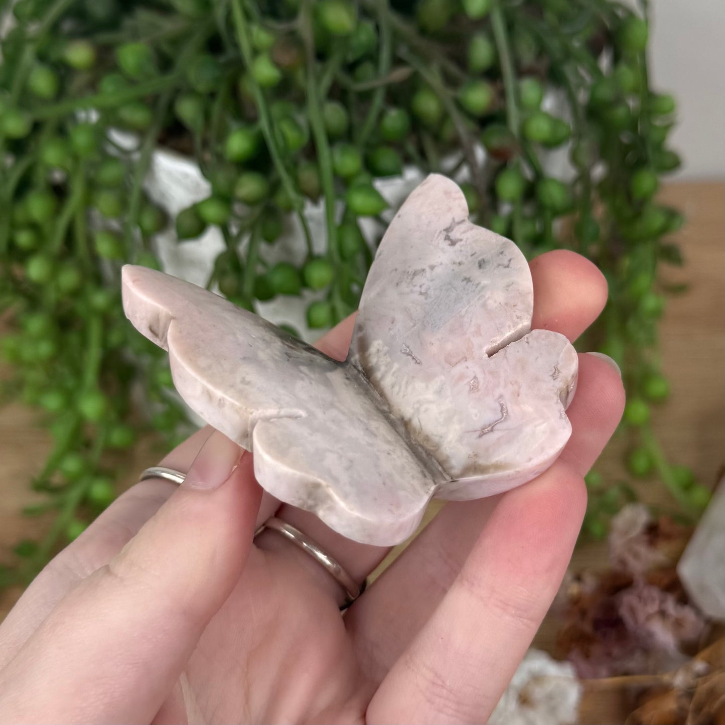 Pink Plume Agate Butterfly (S869)