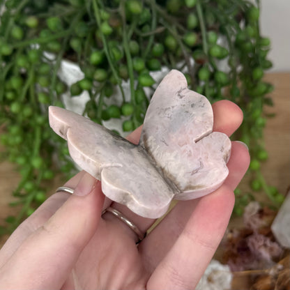 Pink Plume Agate Butterfly (S869)