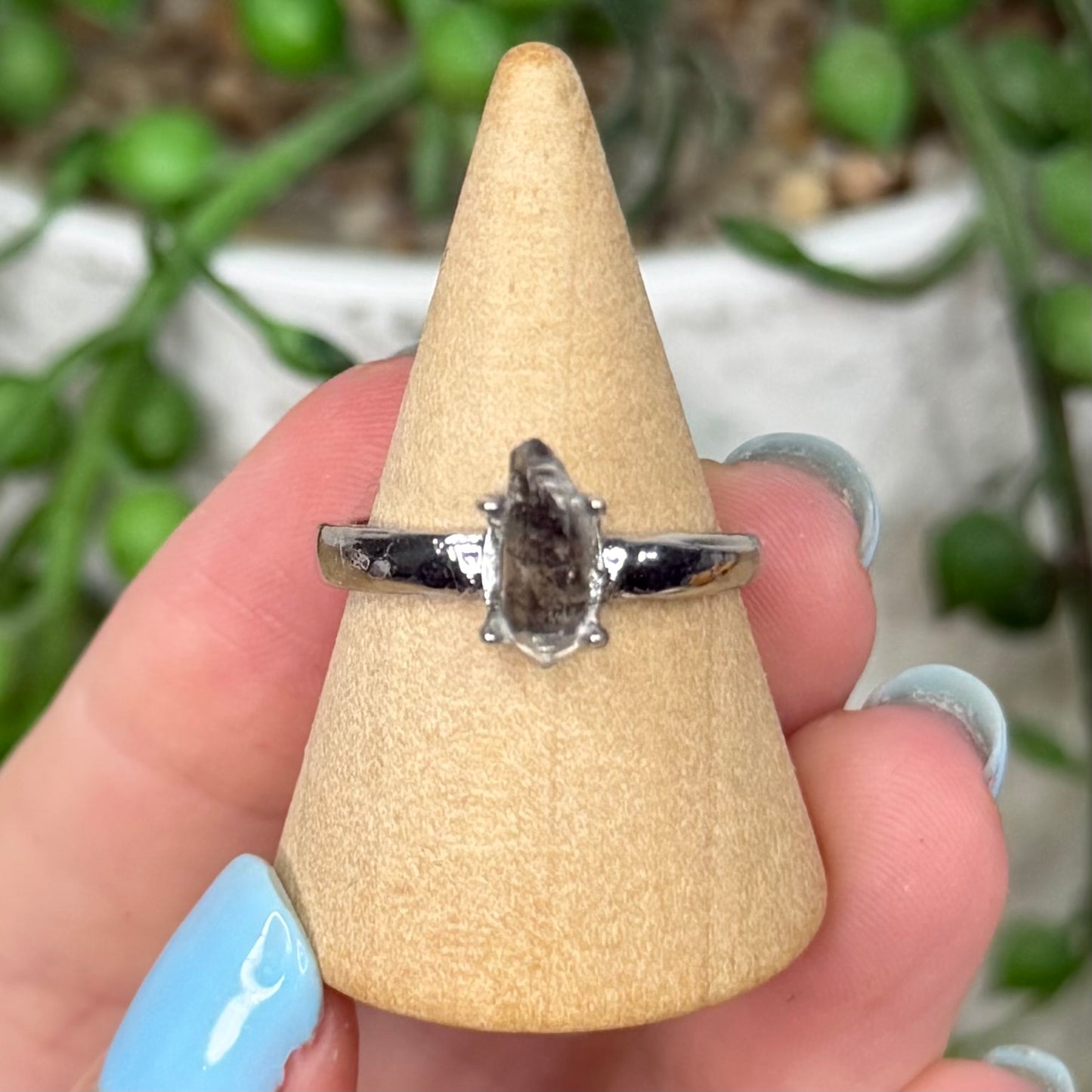 Herkimer Diamond White Copper Ring (Y389)