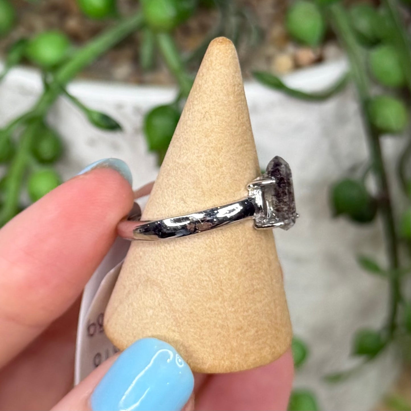 Herkimer Diamond White Copper Ring (Y389)