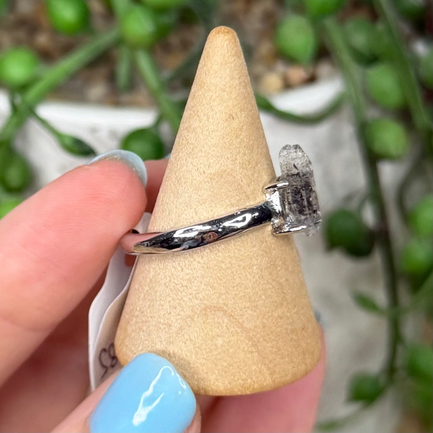 Herkimer Diamond White Copper Ring (Y385)