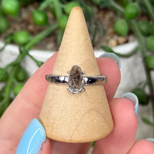 Herkimer Diamond White Copper Ring (Y387)