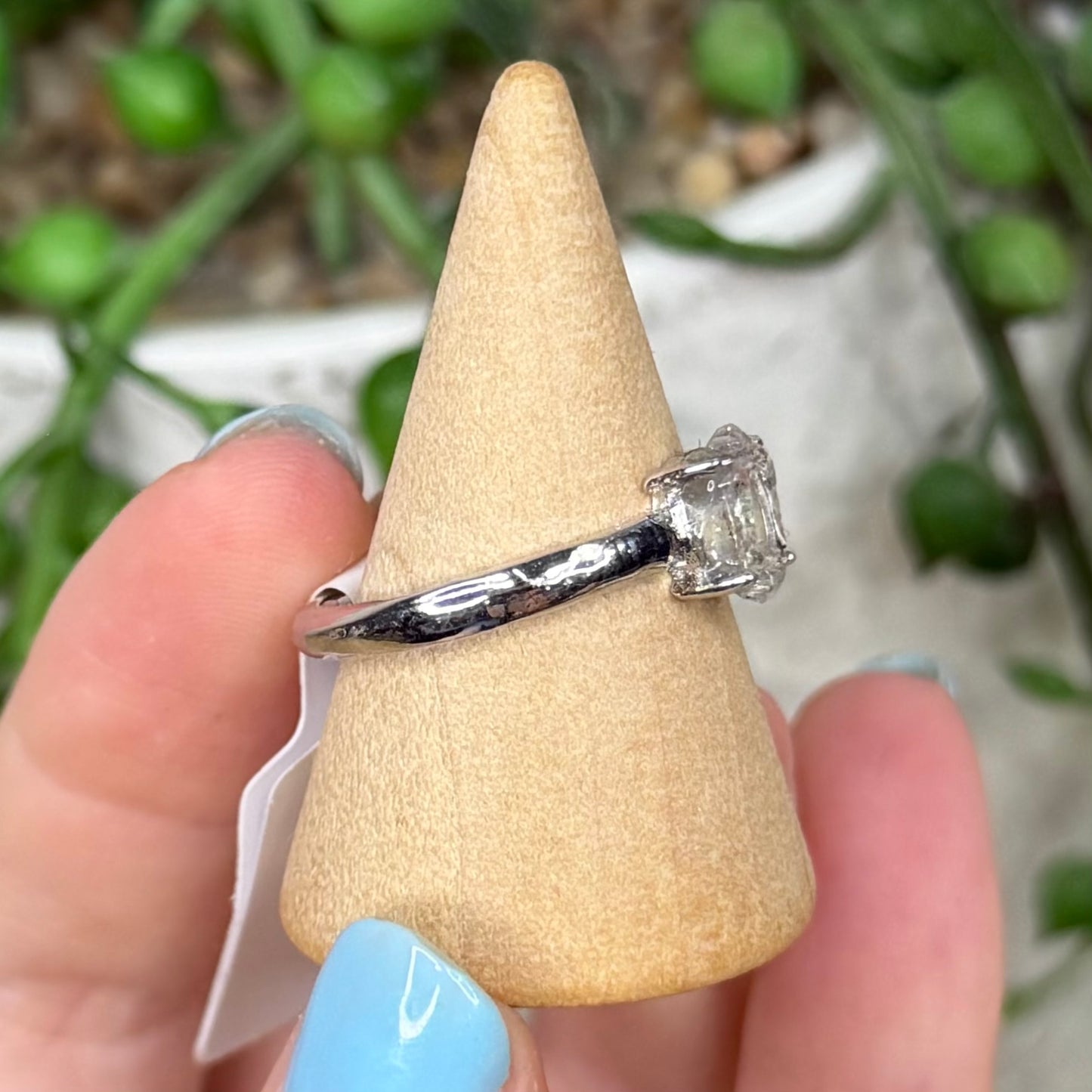 Herkimer Diamond White Copper Ring (Y386)