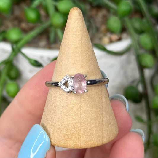 Watermelon Tourmaline White Copper Ring (Y376)