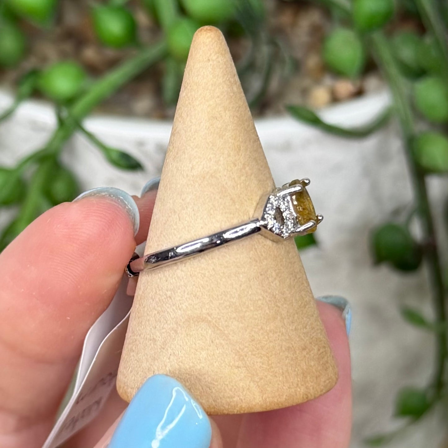 Watermelon Tourmaline White Copper Ring (Y373)